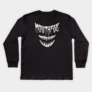 MOTHFUL WHITE Kids Long Sleeve T-Shirt